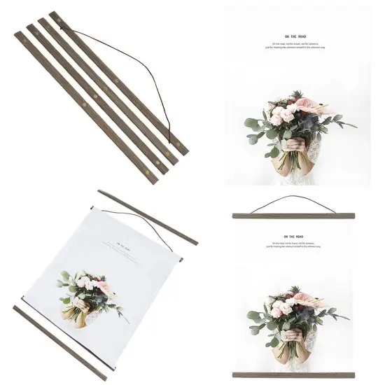 Miaowater 2 Pack Magnetic Poster Frame Hanger,8x10 8x12 8x18 Light Wood Wooden Magnet Frames Hangers for Photo Picture Art Canvas Print Artwork Wall Hanging Grey 8'' {5}