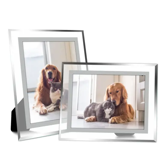 Vienrose 5x7 Picture Frame Set of 2, Glass Photo Frames Made of High Definition Real Glass Display Pictures Horizontal or Vertical for Table {1}