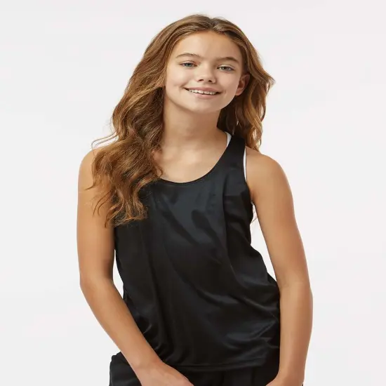 Badger&reg; Girls&rsquo; B-Core Racerback Tank Top Black {3}