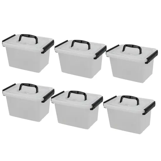 6 Pieces 3.5 Quart Small Plastic Storage Box with Handles, Clear Latching Bin with Lid {2}