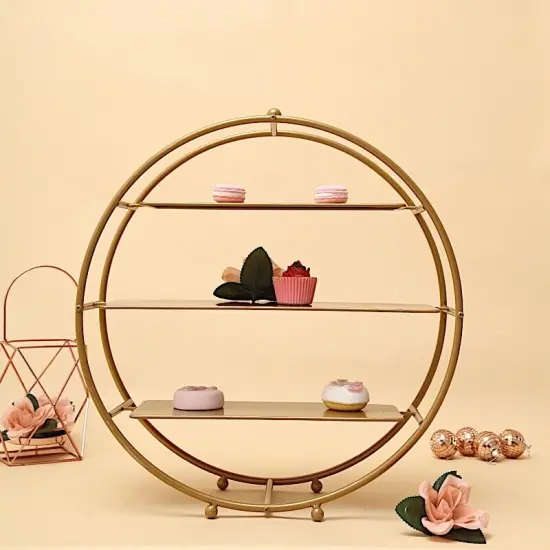21-Inch 3 Tier Metal Wheel Dessert Display Stand Black {5}