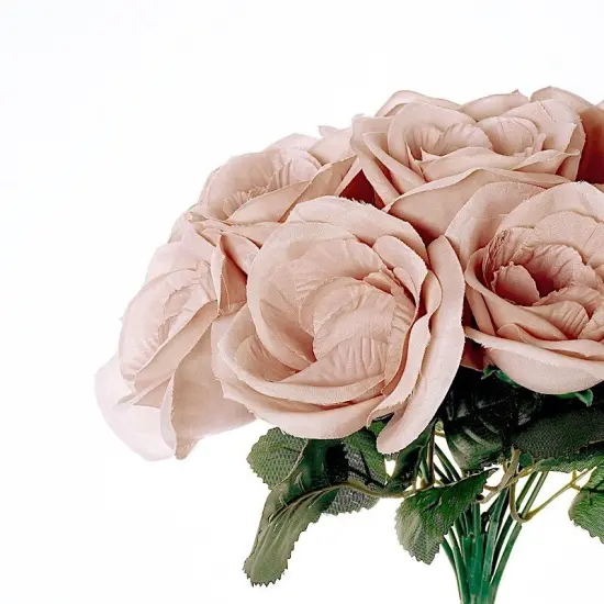 12-Inch Velvet Roses Artificial Flower Bouquet Dusty rose {1}