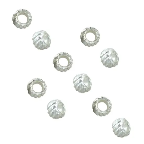 JewelrySupply Crimp Bead Corrugated 3mm Silver Plated (10-Pcs) {1}