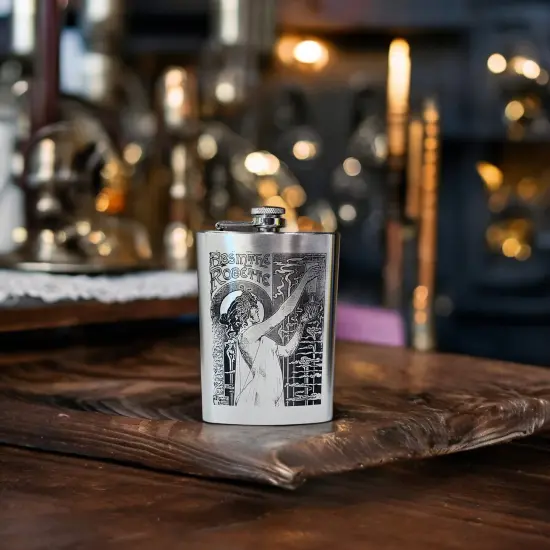 8oz Absinthe Robette Stainless Steel Flask {6}