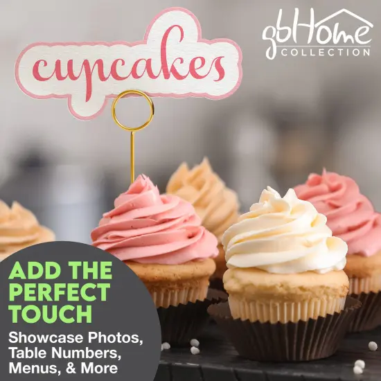 12 Pack, 8 Inches, Gold Place Card Holders, Picture Holders for Tables, Table Card Holders for Wedding Table Numbers, Table Number Stands, Table Sign Holders {4}