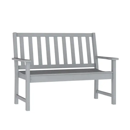 Merrick Lane Cressly All Weather Recycled HDPE Bench for Indoor and Outdoor Use White {7}