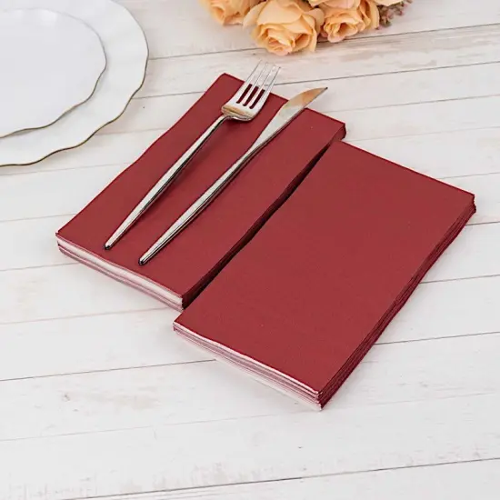 50 Plain Soft 2 Ply Dinner Table Cocktail Paper NAPKINS Burgundy {1}