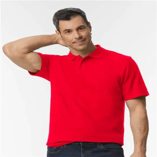 Gildan&reg; Softstyle Adult Pique Polo Short Sleeve Crew-Neck T-Shirt Red {1}