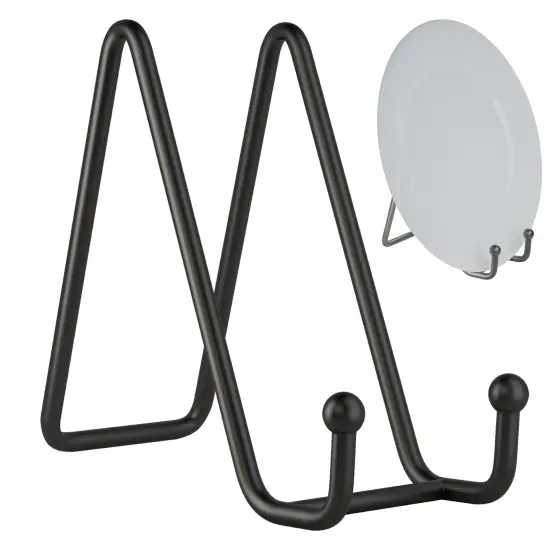 Petiy Beauty 2 Pack 6 Inch Plate Stands for Display, Black Iron Plate Holder Display Stand, Metal Frame Holder Stand for Picture, Decorative Plate Dish, Book, Photo Easel and Tabletop Artistic Work {2}