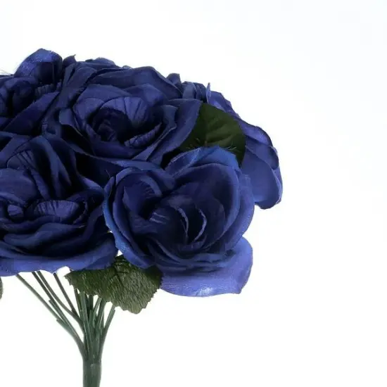12-Inch Velvet Roses Artificial Flower Bouquet Navy blue {1}