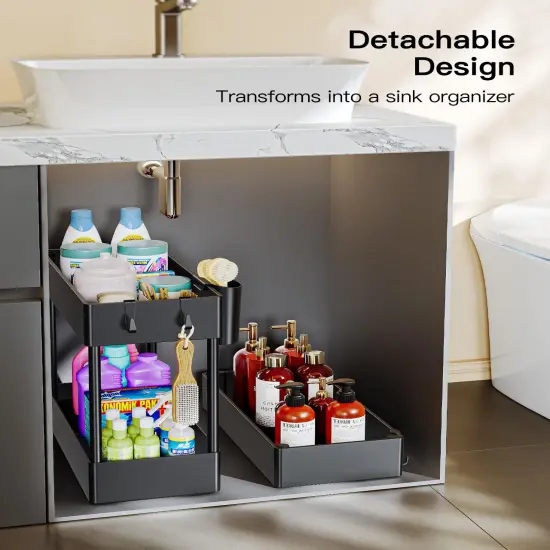 Slim Storage Cart with Wheels, Bathroom Cart Organizer Bathroom Storage Small, Rolling Cart for Bathroom, Laundry Room, Kitchen, Narrow Space, Black PIUC04 {3}