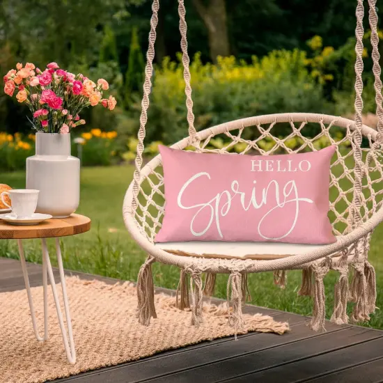 Hello Spring Lumbar Throw Pillow Covers: Refresh Your Sofa with Springtime Charm {3}