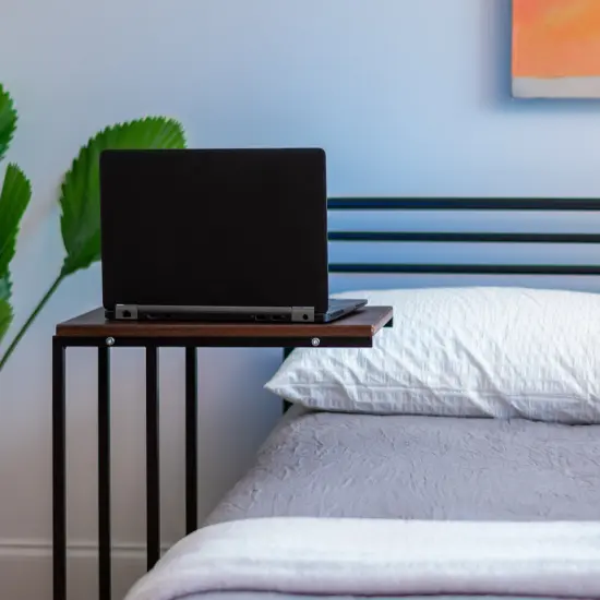 IRIS USA Wood and Metal Side Accent Table, Brown {3}