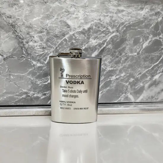 8oz Prescription Vodka Stainless Steel Flask {2}
