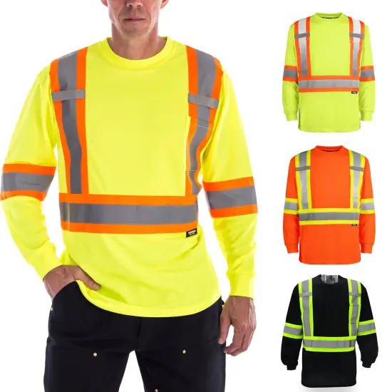 High Visibility Long Sleeve Safety T-shirt | RADYAN&reg; Safety green {2}