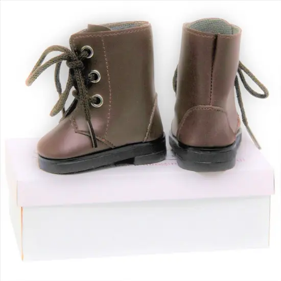 The Queen's Treasures 18 Inch Doll Shoes Brown Lace Up Boots and Shoe Box {2}
