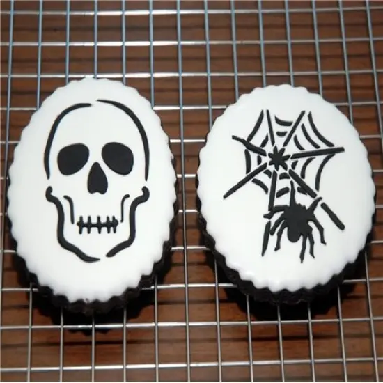 Scary Halloween Cookie Stencil Set: Spider Web, Skull, Gravestone | C457 by Designer Stencils | {3}