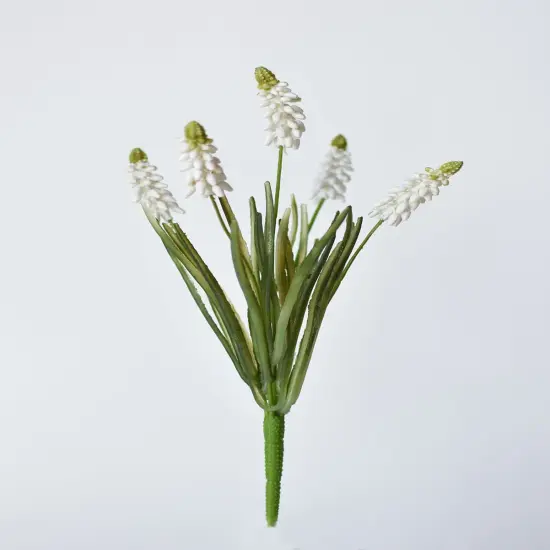 12.5" Faux White Muscari Bush Grape Hyacinth {2}