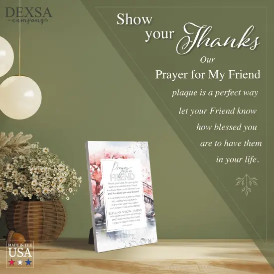 Prayer For My Friend Wood Plaque with Easel and Hook Wall Tabletop Art - 6 inches x 9 inches {4}