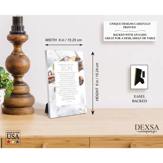 Prayer For My Son Wood Plaque with Easel and Hook Wall Tabletop Art - 6 inches x 9 inches {5}