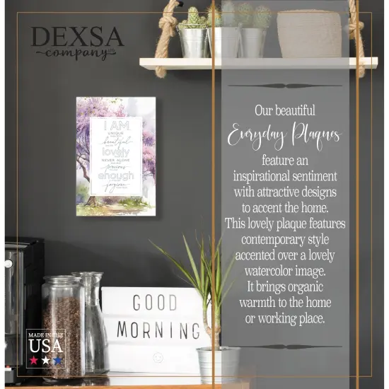 I Am Unique Wood Plaque with Easel and Hook Wall Tabletop Art - 6 inches x 9 inches {2}