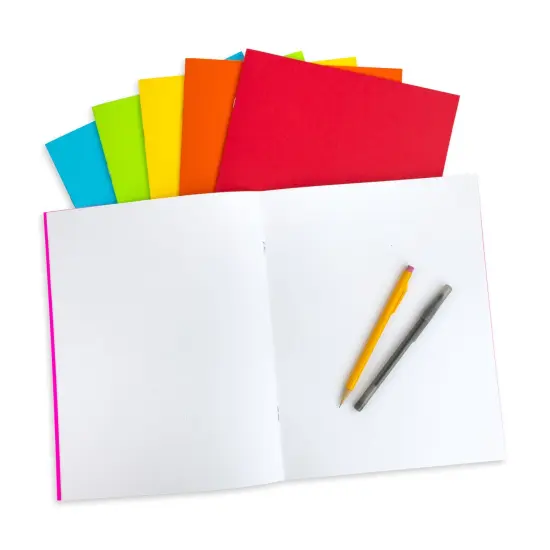 Bright Blank Books, 24 Pages, Assorted Colors, 8.5" x 11", 6 Per Pack, 2 Packs {5}
