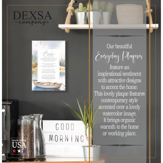 Broken Chain Wood Plaque with Easel and Hook Wall Tabletop Art - 6 inches x 9 inches {2}