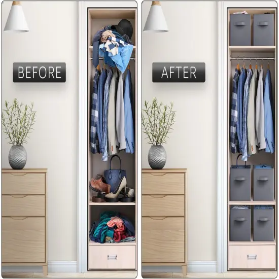 Sorbus 8 Pack 11 Inch Foldable Storage Cubes with Handles- for Organizing Home, Shelves, Nursery, Playroom, Closet and More Gray {6}