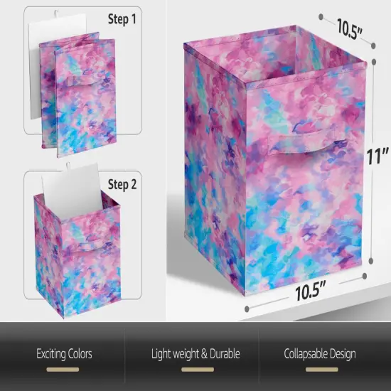 Sorbus 1-Pc 11 Inch Foldable Storage Cubes with Handles- for Organizing Home, Shelves, Nursery, Playroom, Closet and More Tie Dye Purple {3}