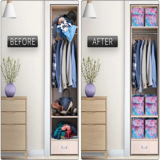 Sorbus 1-Pc 11 Inch Foldable Storage Cubes with Handles- for Organizing Home, Shelves, Nursery, Playroom, Closet and More Tie Dye Purple {5}