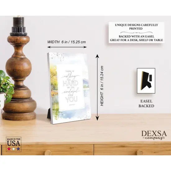 There Is Nothing Too Hard Wood Plaque with Easel and Hook Wall Tabletop Art - 6 inches x 9 inches {5}