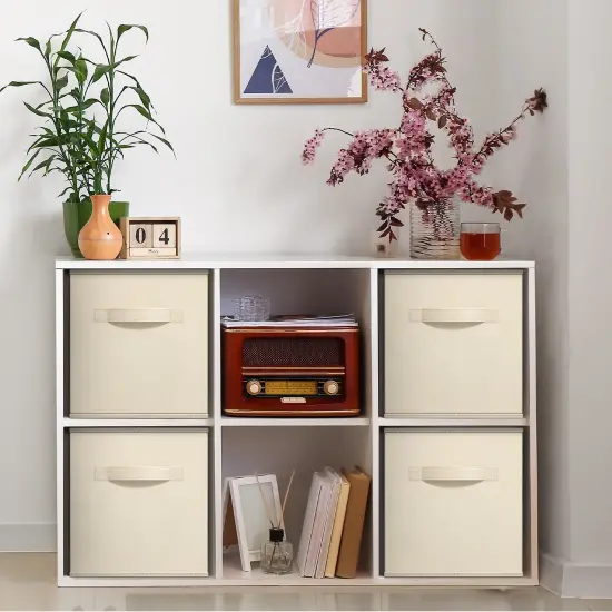 Sorbus 11 Inch 4 Pack Foldable Fabric Storage Cube Bins with Handles - for Organizing Pantry, Closet, Nursery, Playroom, and More Pastel 2 {9}