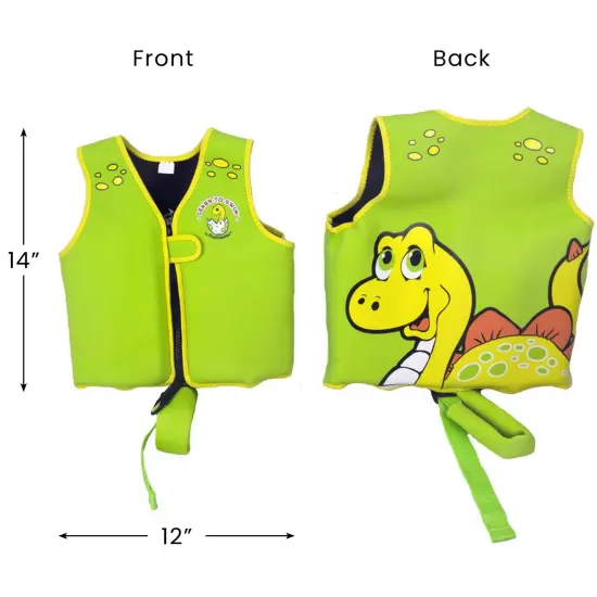 Pool Central 14" Green Intermediate Smiling Dinosaur Unisex Child Swim VestAges 3-6 {4}