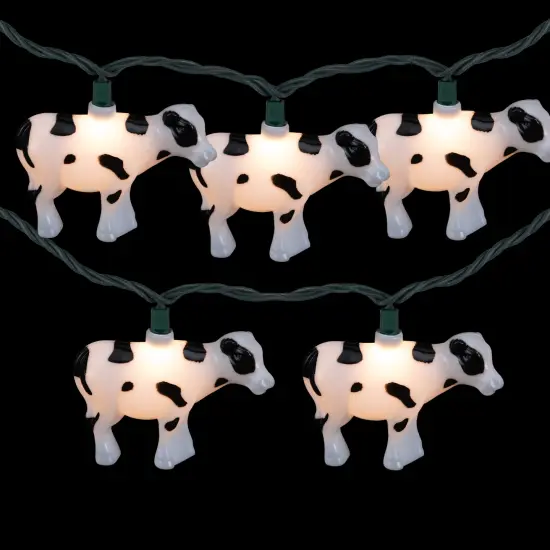 Northlight Cow Indoor Outdoor Patio Light Set - 6' - Green Wire - 10ct White {4}