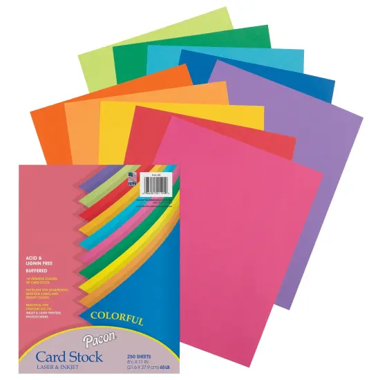 Colorful Card Stock Assortment, 10 Colors, 8-1/2" x 11", 250 Sheets {2}