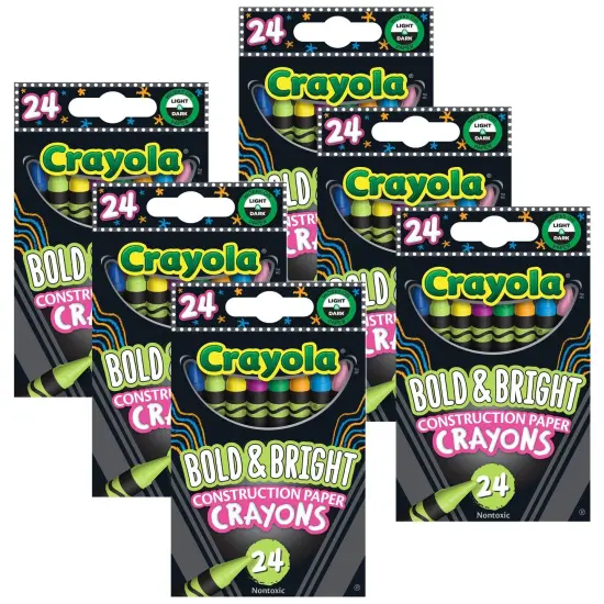 Bold & Bright Construction Paper Crayons, 24 Per Pack, 6 Packs {1}