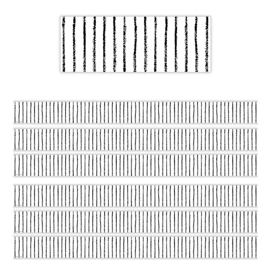 White With Black Pinstripes Straight Border Trim, 35 Feet Per Pack, 6 Packs {1}