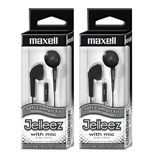 Jelleez&trade; Soft Earbuds with Mic, Black, Pack of 2 {1}