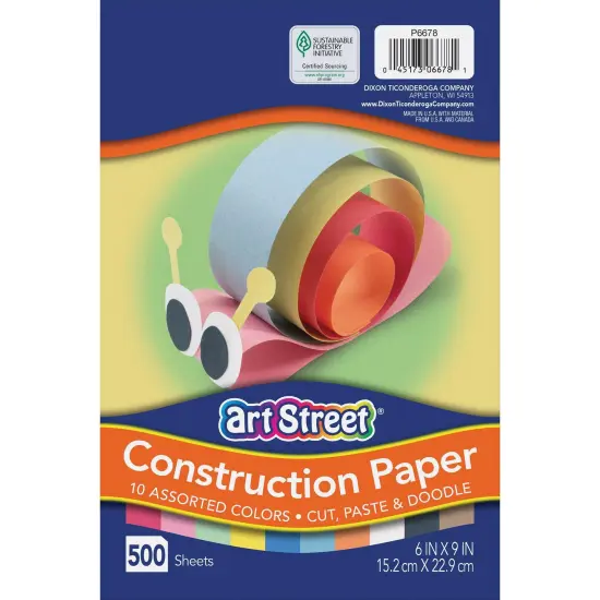 Lightweight Construction Paper, 10 Assorted Colors, 6" x 9", 500 Sheets {4}