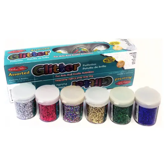 Creative Arts by Charles Leonard Glitter, Assorted Colors, .75 oz. Shakers, Pack of 12 {2}