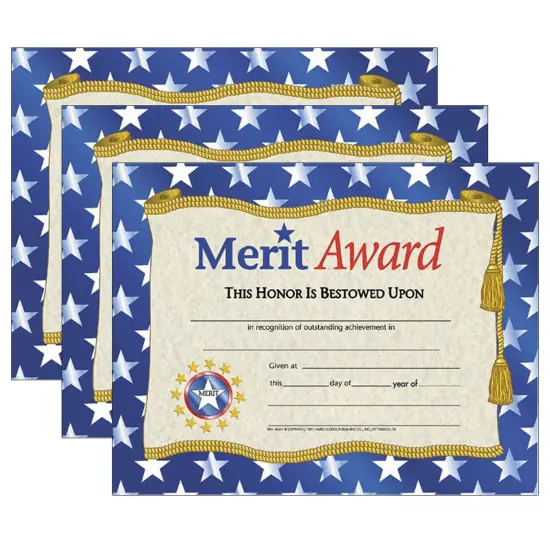 Merit Award Certificate, 8.5" x 11", 30 Per Pack, 3 Packs {1}