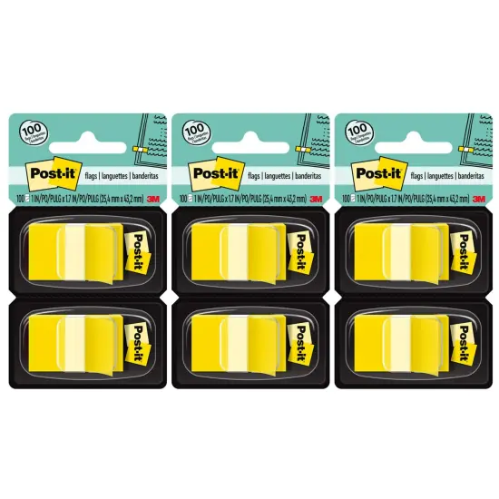 Flags - Yellow, 50/Dispenser, 2 Dispenser/Pack, 3 Packs {1}