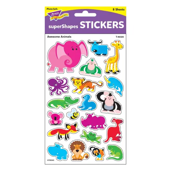 Awesome Animals superShapes Stickers-Large, 160 Per Pack, 6 Packs {3}
