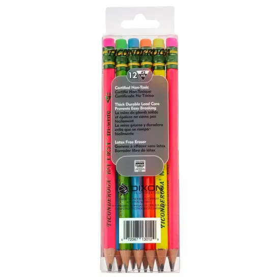 My First&reg; Tri-Write&trade; Wood-Cased Pencils, Neon Assorted, 12 Per Pack, 2 Packs {3}