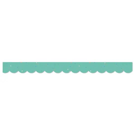We Belong Speckled Teal Scalloped Borders Per Pack, 39 Feet Per Pack, 6 Packs {3}
