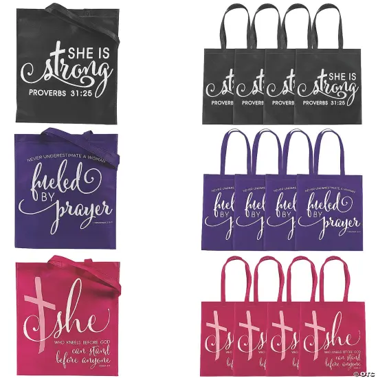 15" x 17" Large Woman of God Nonwoven Tote Bags - 12 Pc {2}