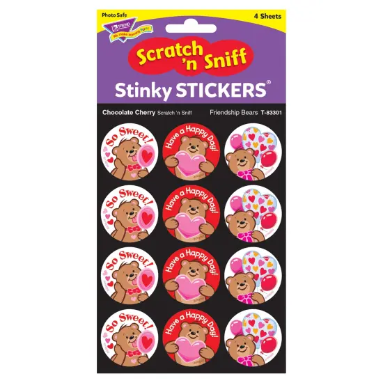 Friendship Bears/Chocolate Cherry Stinky Stickers&reg;, 48 Per Pack, 6 Packs {4}