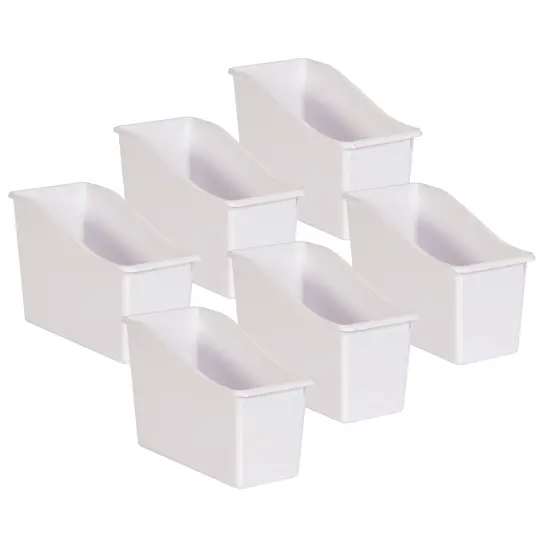 White Plastic Book Bin, Pack of 6 {1}