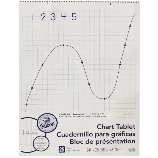 Grid Ruled Chart Tablet, Spiral Bound, 1" Grid, 24" x 32", 25 Sheets {1}