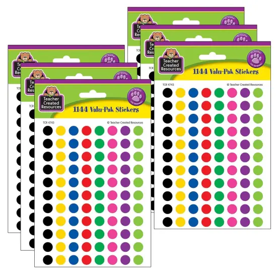 Mini Colorful Circles Valu-Pak Stickers, 1144 Per Pack, 6 Packs {1}